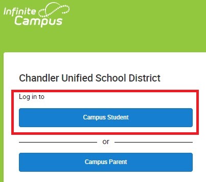 Image of the screen that allows you to select either Campus Student or Campus Parent.